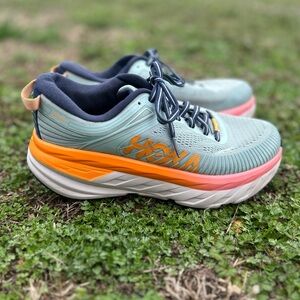 Hoka One One Shoes Women Size 8 D Bondi 7 Wide Blue Haze Black Iris Mesh Running